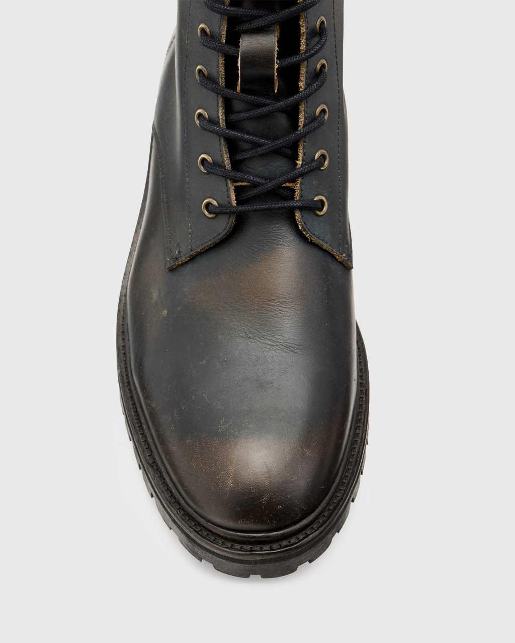 AllSaints Tobias leather lace up boots in dark brown Product Image