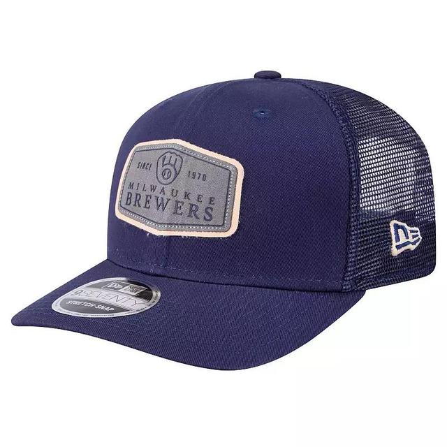 Mens New Era Milwaukee Brewers Labeled 9SEVENTY Stretch-Snap Adjustable Hat, Blue Product Image