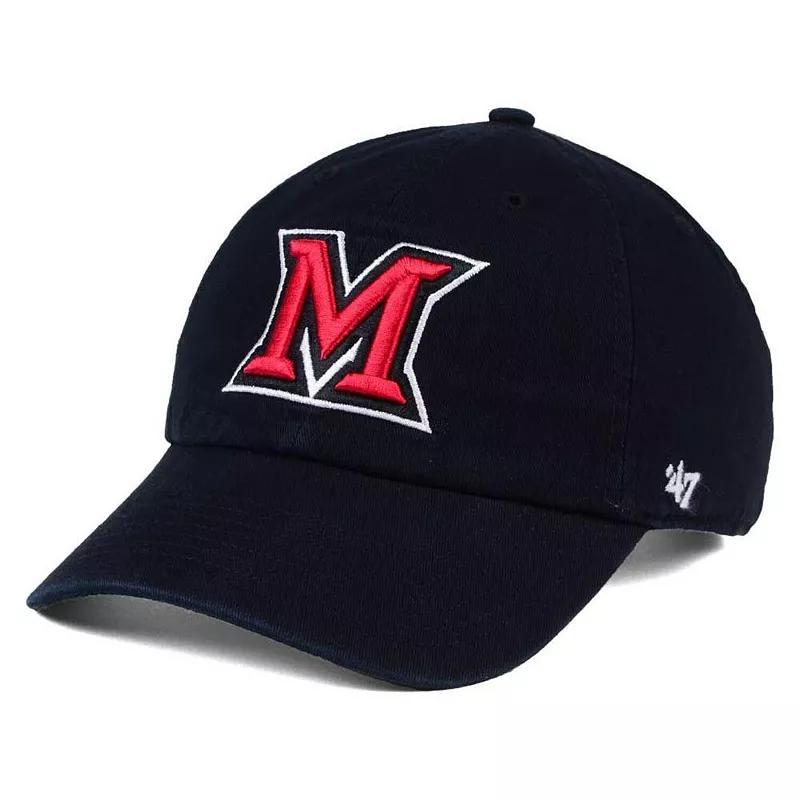 Mens 47 Black Miami University RedHawks Vintage Clean Up Adjustable Hat Product Image