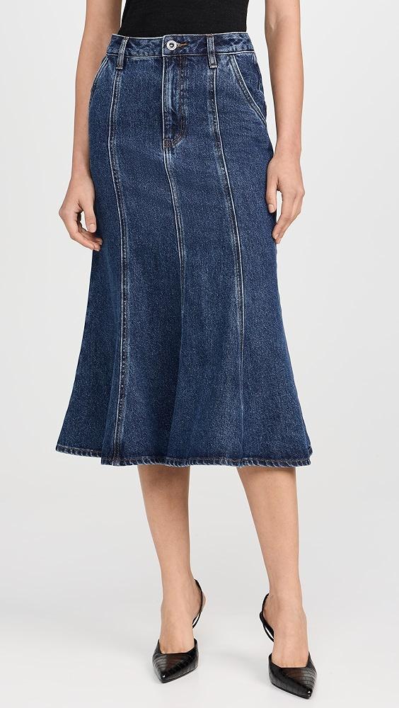 Self Portrait Flared Denim Midi Skirt | Shopbop Product Image