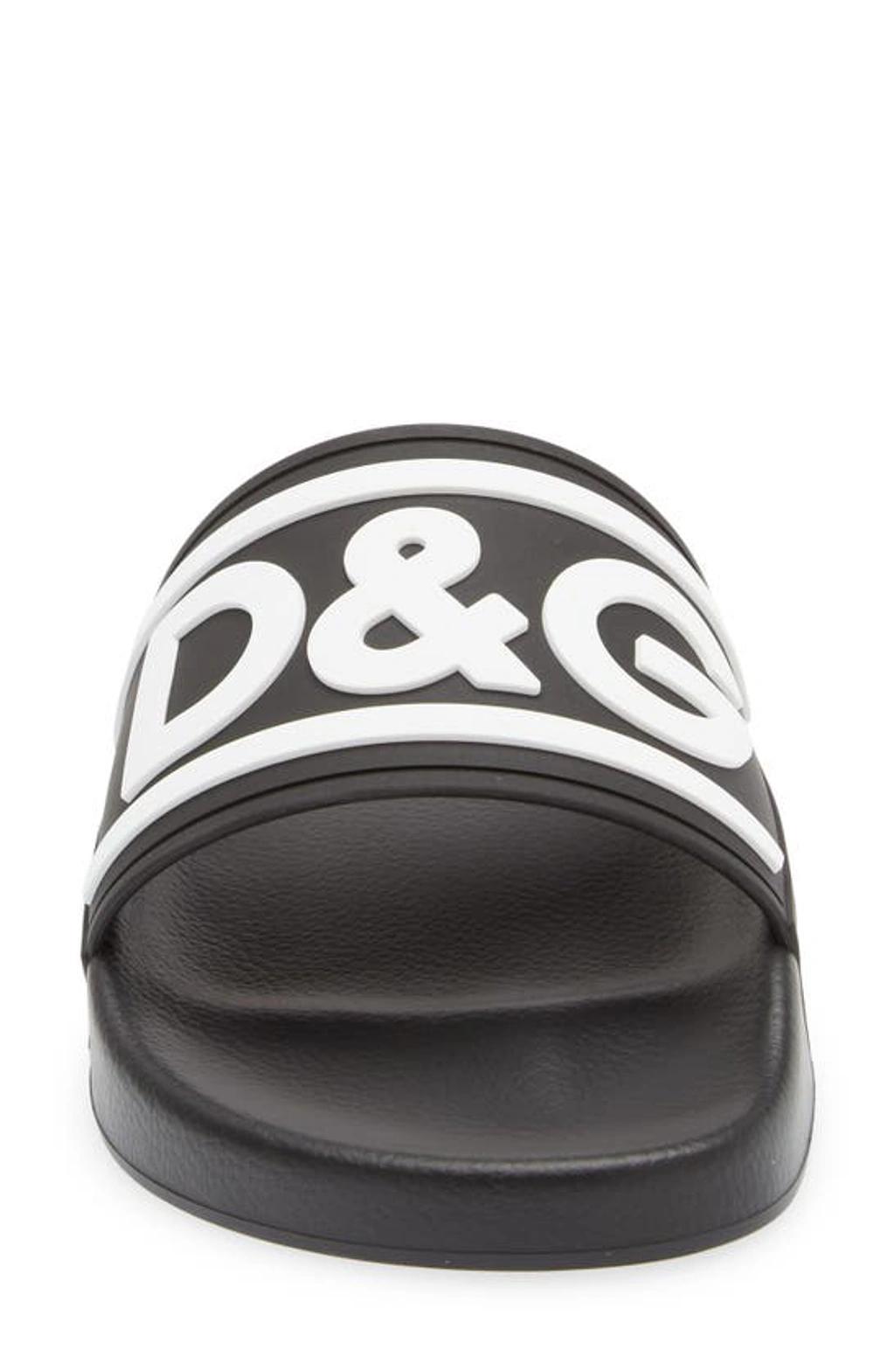 Logo-embossed Rubber Slides In Black White Product Image