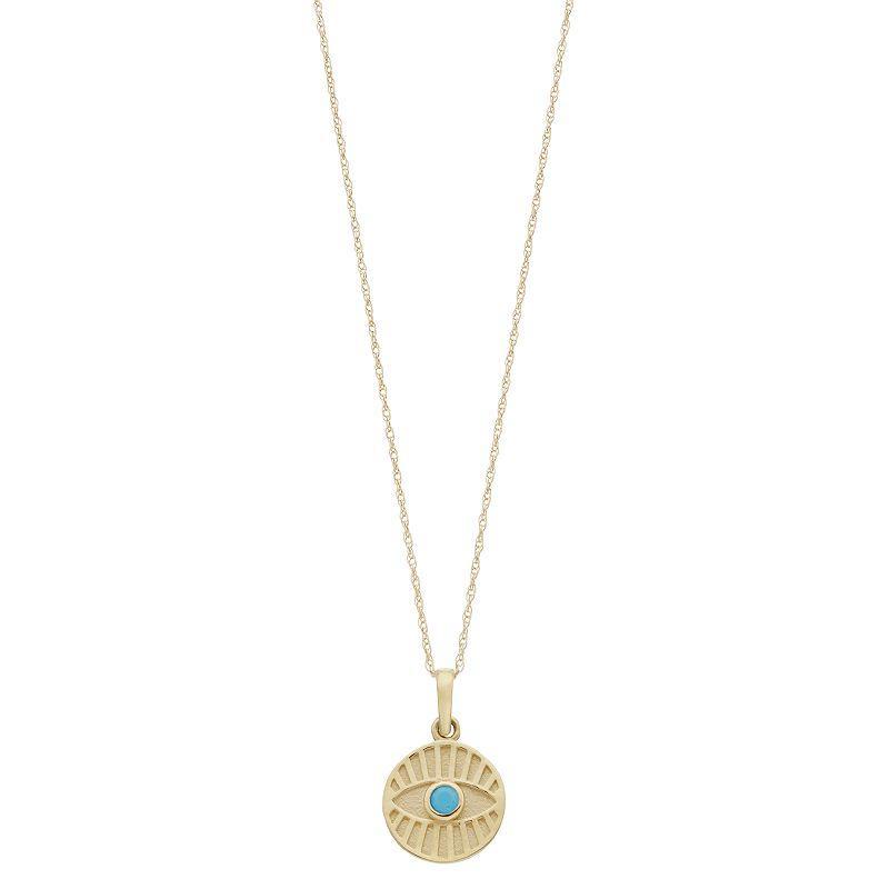 Au Naturale 14k Gold Evil Eye Turquoise Necklace, Womens Yellow Product Image