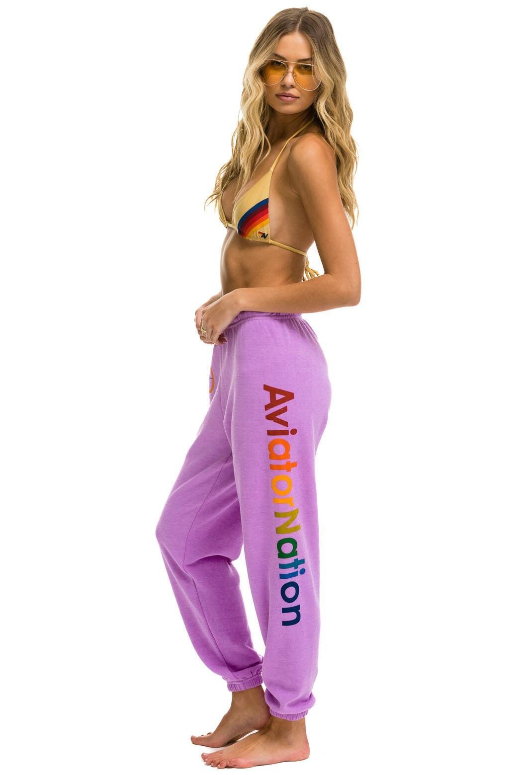 AVIATOR NATION ASPEN SWEATPANTS - NEON PURPLE Female Product Image