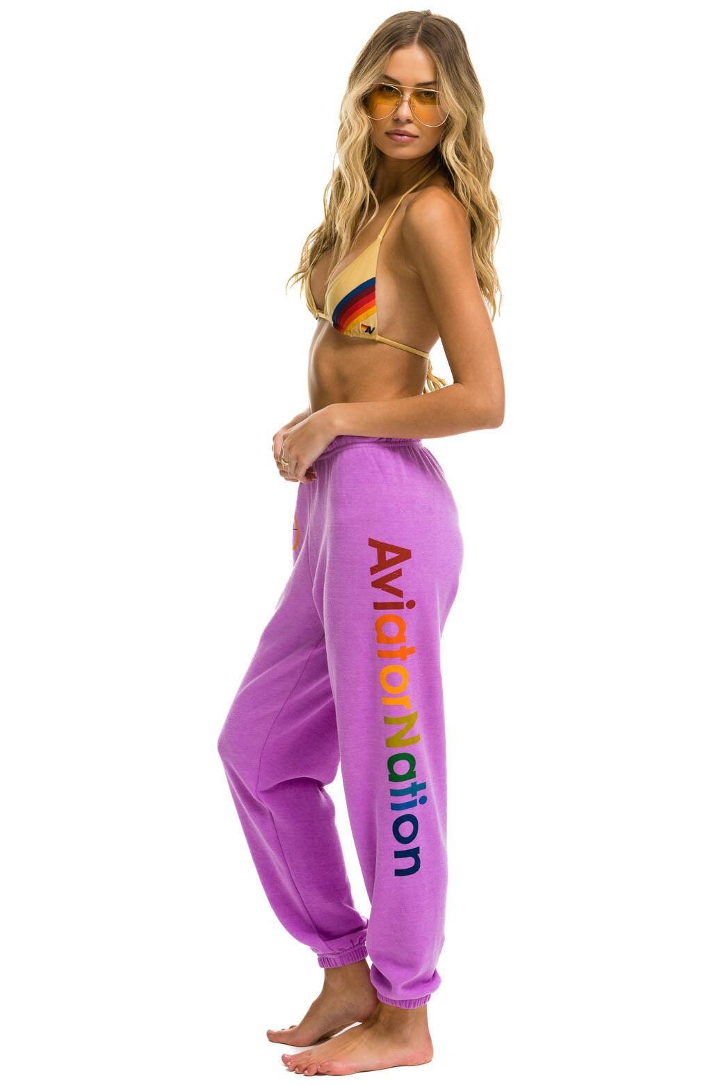 AVIATOR NATION LAGUNA BEACH SWEATPANTS - NEON PURPLE Female Product Image