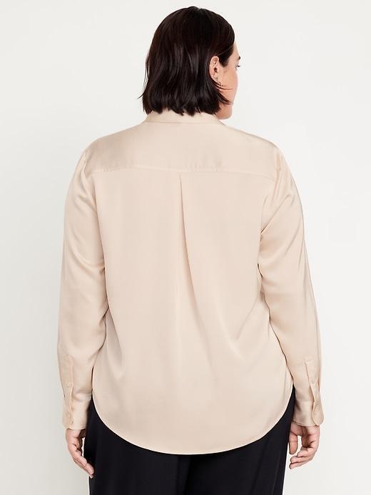 Classic Button-Down Satin Shirt Product Image