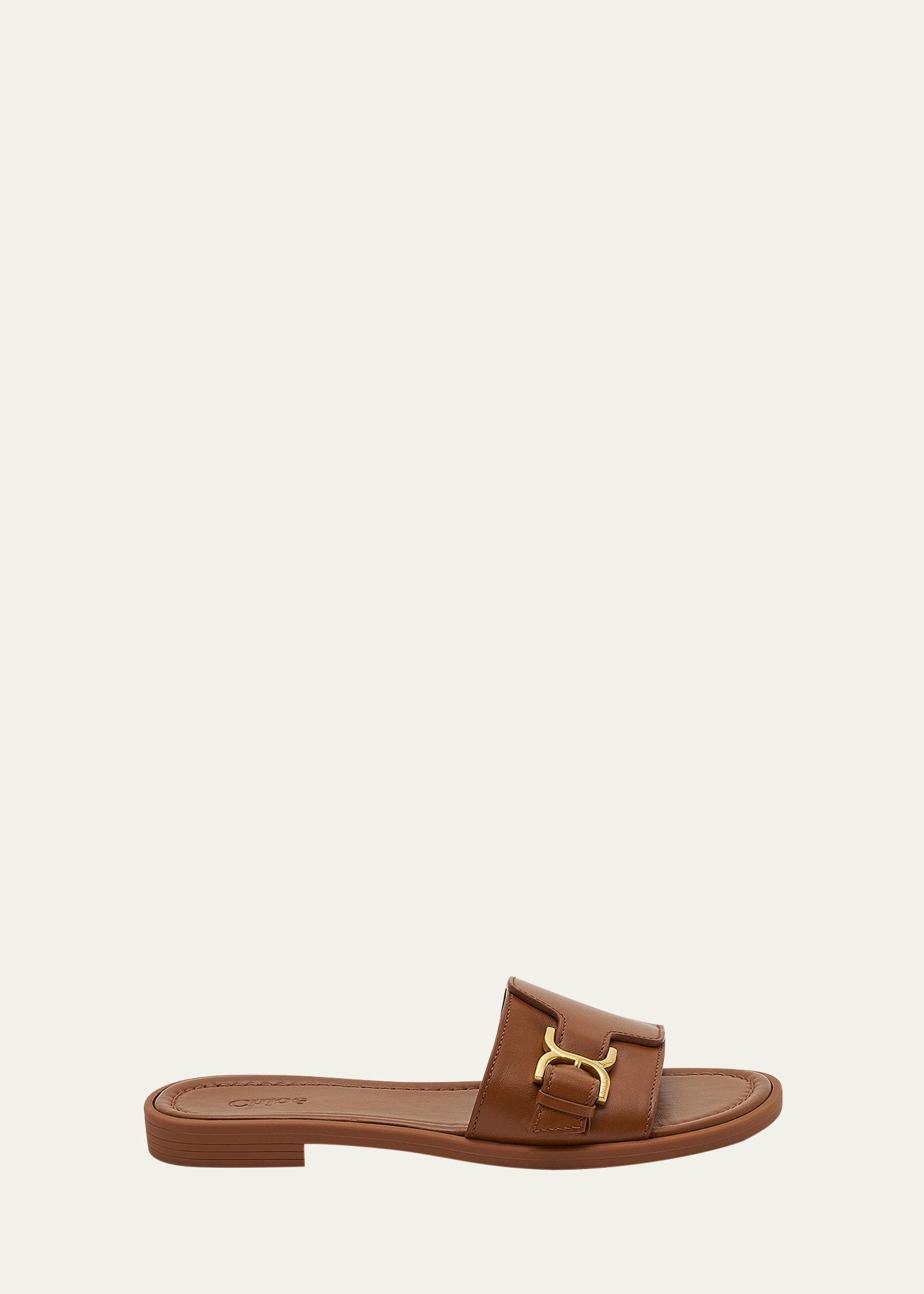 Marcie Leather Buckle Flat Sandals Product Image