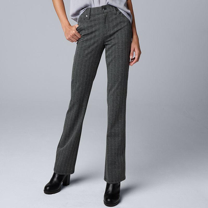 Womens Simply Vera Vera Wang Mid-Rise Pintuck Ponte Pants product image