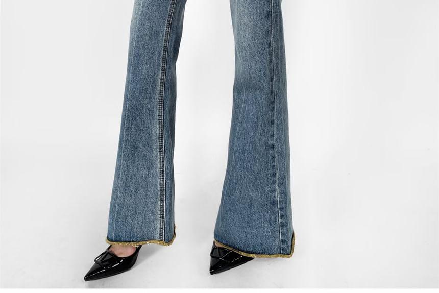 High Rise Washed Flared Jeans Product Image