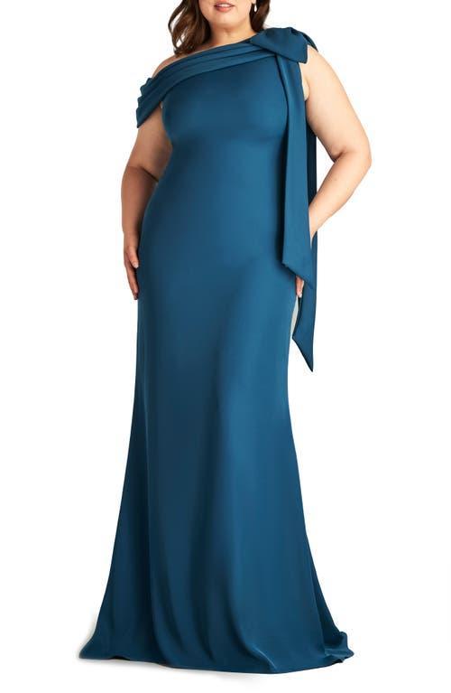 Tadashi Shoji One-Shoulder Bow Crepe Gown Product Image