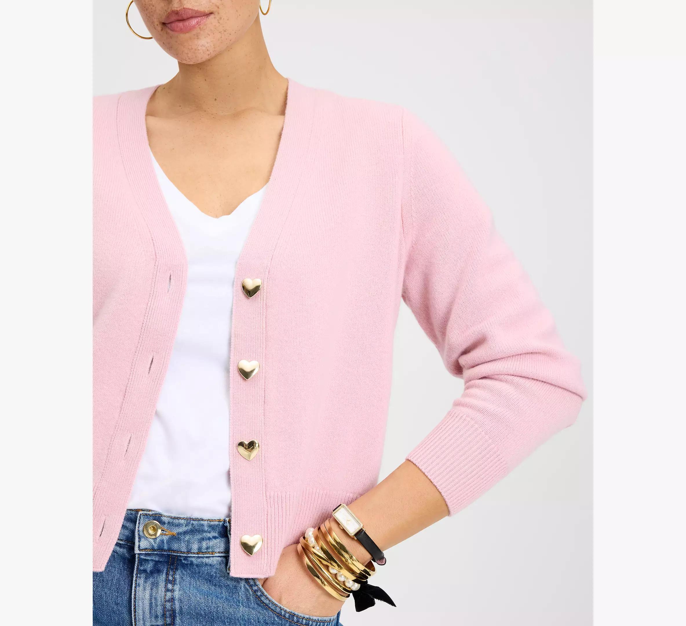 Heart Button V-neck Cardigan Product Image