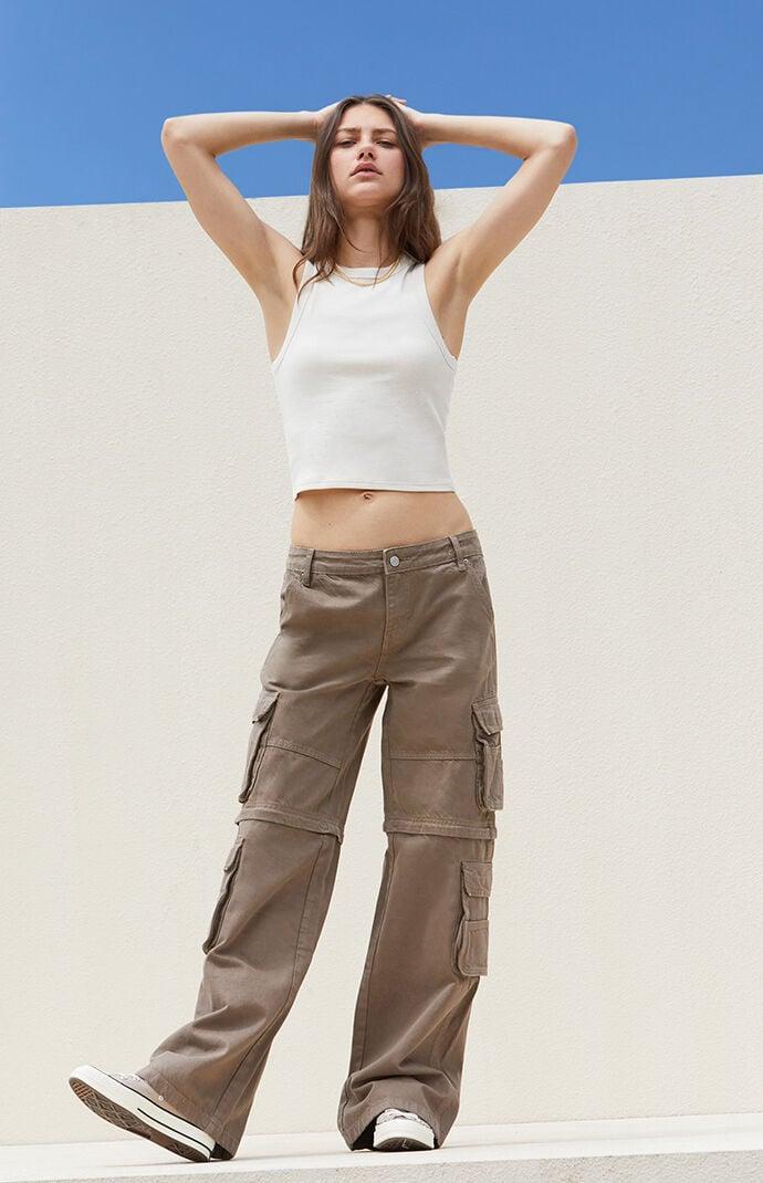 Women's Zip Off Low Rise Baggy Cargo Jeans - Product Image