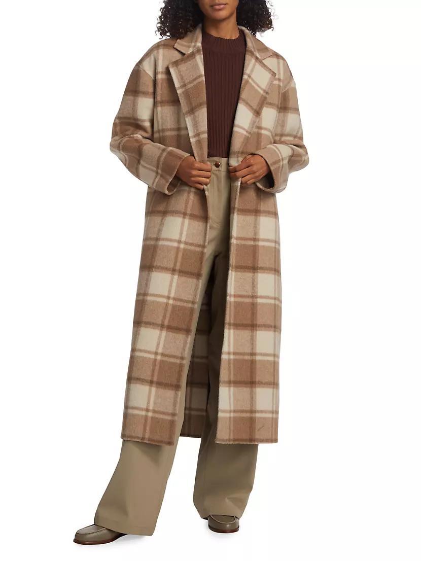 Womens Plaid Flannel Oversized Wool Coat Product Image