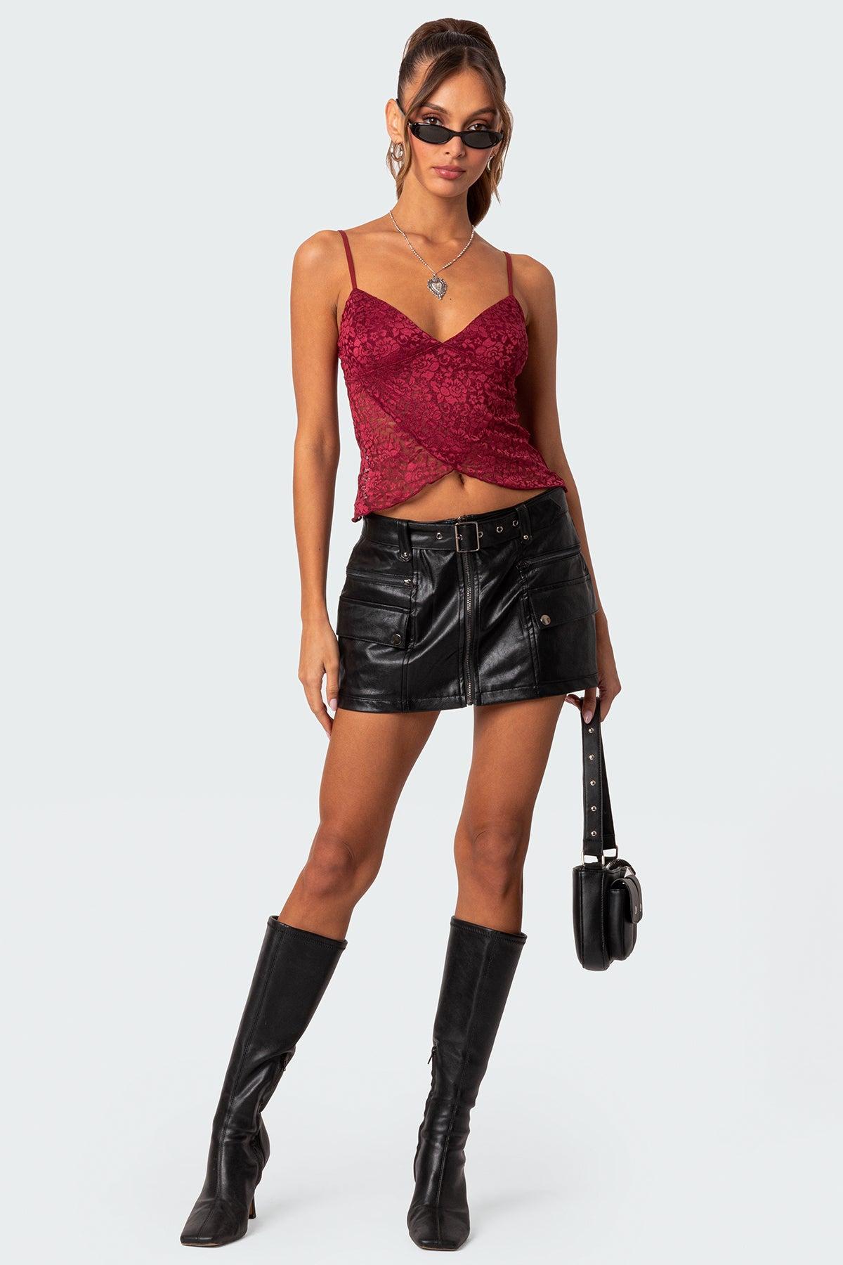 Faux Leather Cargo Mini Skirt product image