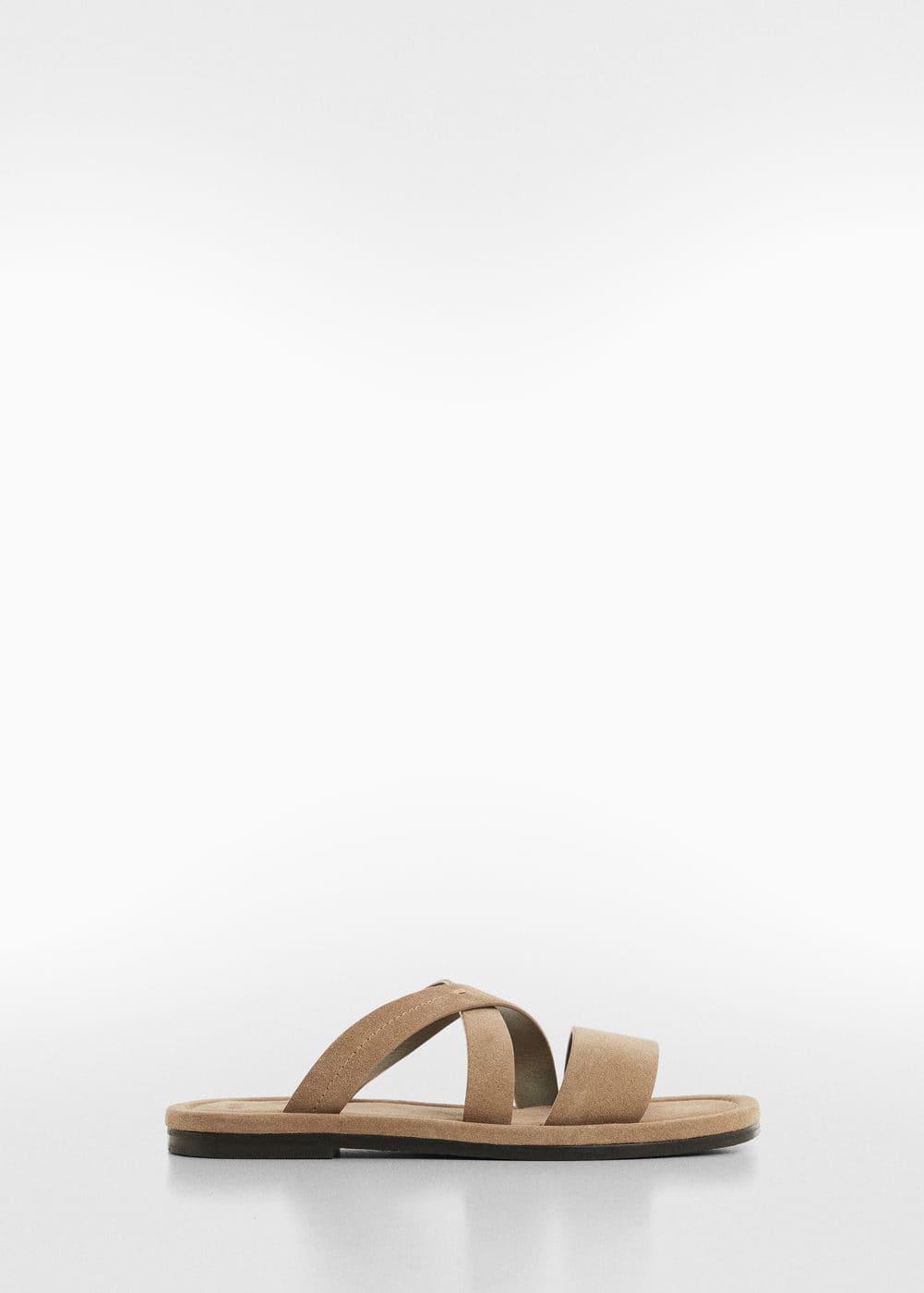 MANGO MAN - Split leather sandal with crossed straps sandMen Product Image