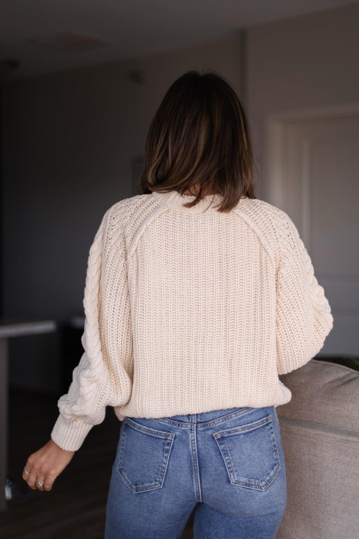 Free People Frankie Cable Knit Sweater - Cream Product Image