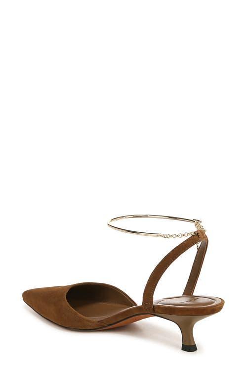 Suede Ankle-chain Slingback Pumps In Elmwood Product Image