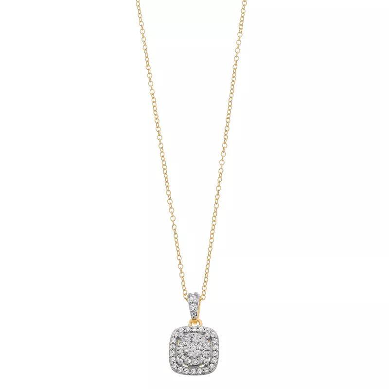 1/4 Carat T.W Diamond Cushion Pendant Necklace, Womens White Product Image