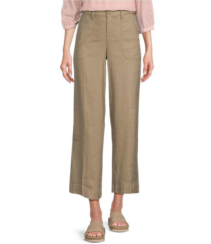 NYDJ Stretch Linen Blend High Rise Wide Leg Cargo Capri Pants Product Image