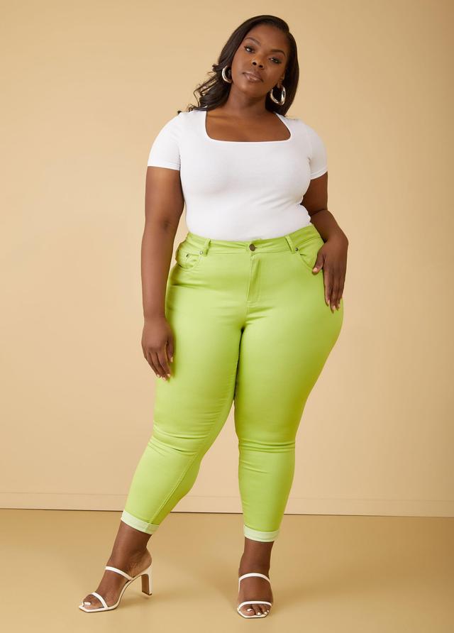 Plus Size Cuffed Stretch Denim Skinny Jeans Ashley Stewart Product Image