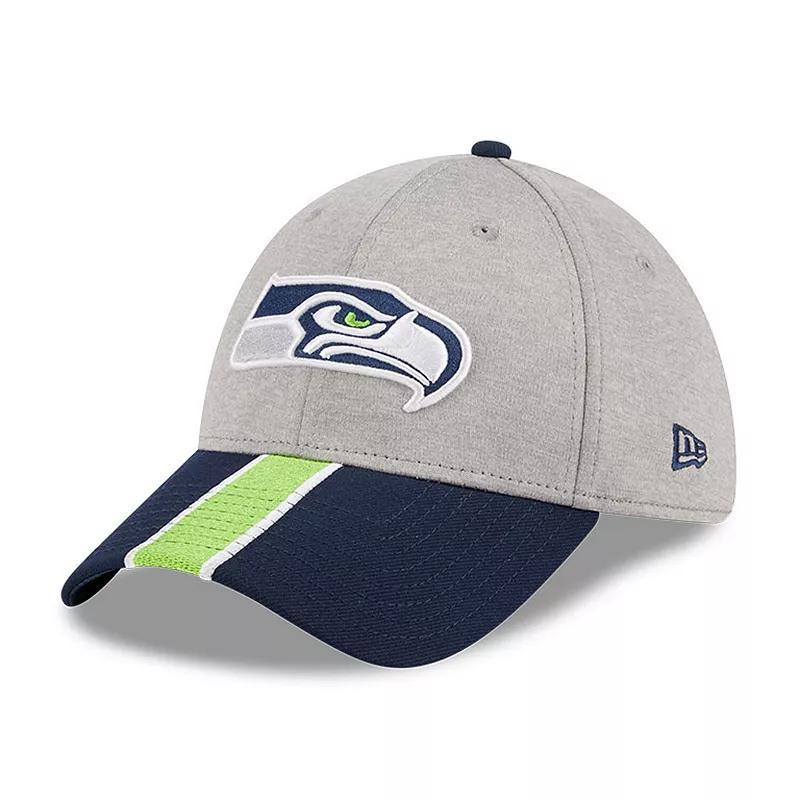 Mens New Era Heather Gray/College Navy Seattle Seahawks Striped 39THIRTY Flex Hat Product Image