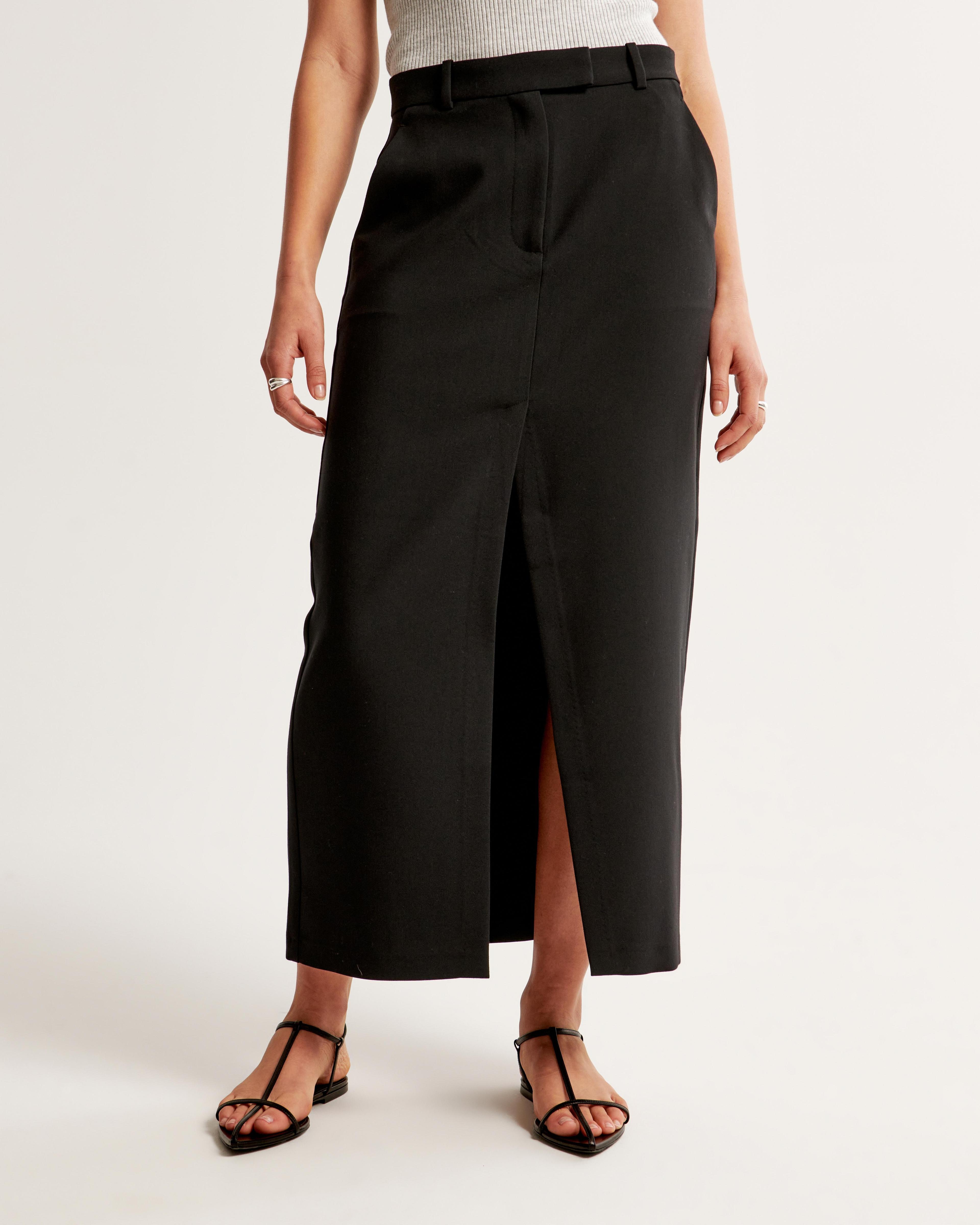 Front-Slit Tailored Maxi Skirt Product Image