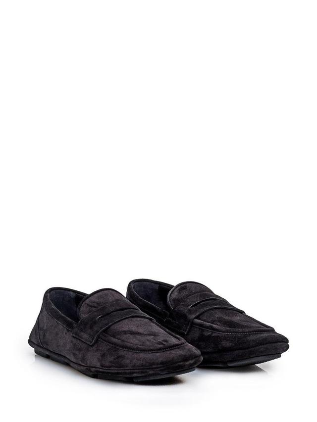 Logo-plaque Suede Loafers In Black Product Image