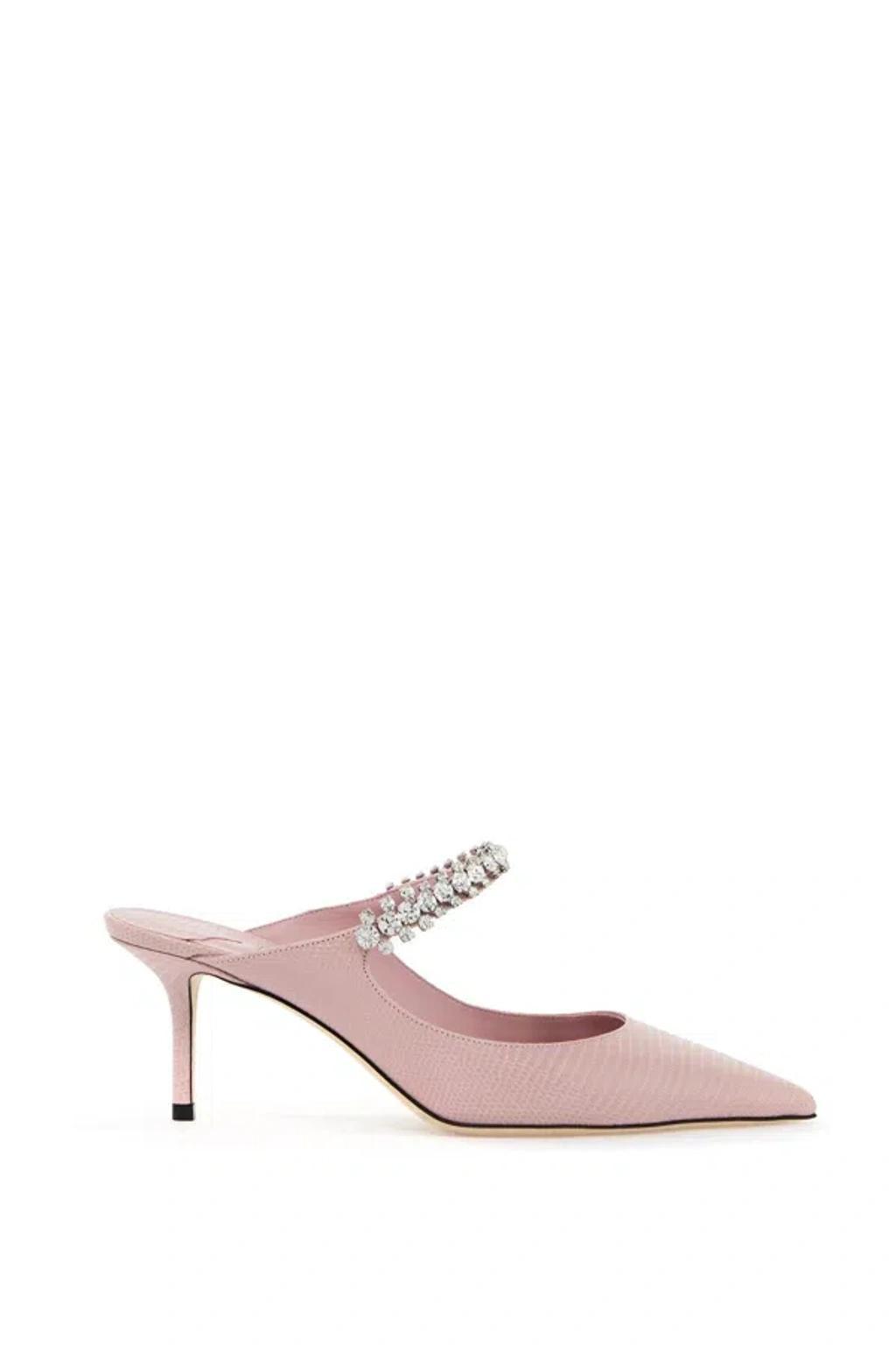 JIMMY CHOO Bing 100mm Crystal-embellished Leather Mules In Pink Product Image