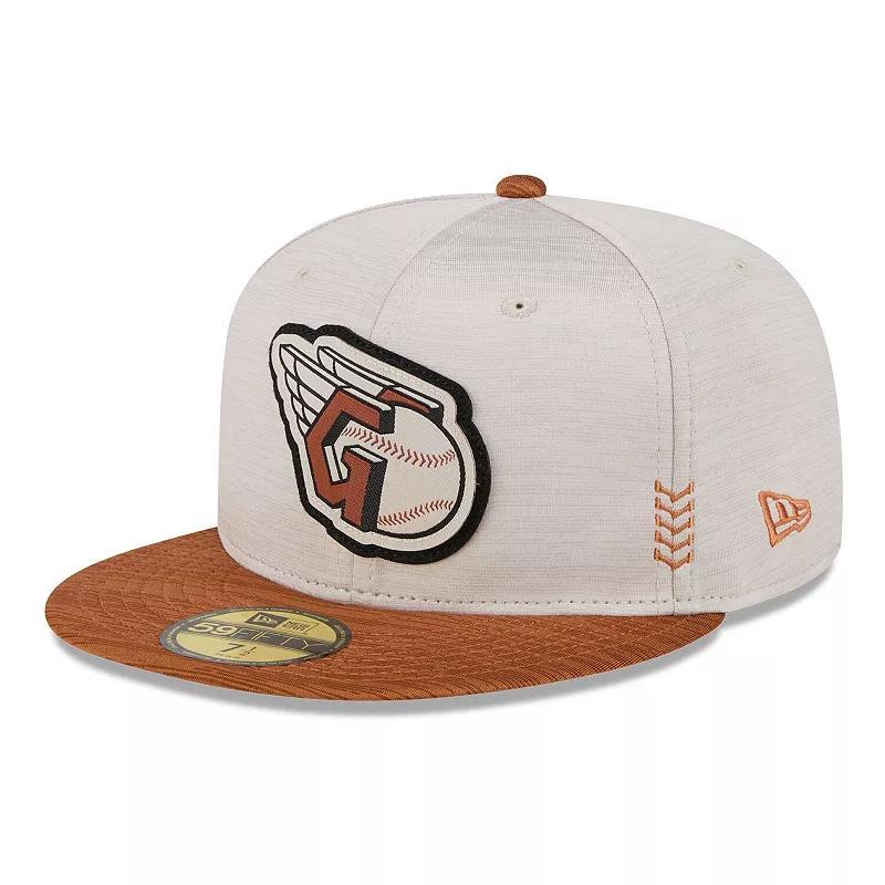 Mens New Era Stone/Brown Cleveland Guardians 2024 Clubhouse 59FIFTY Fitted Hat Product Image