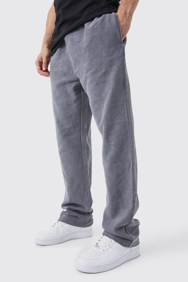 Mens Grey Tall Regular Washed Cord Jogger, Grey Product Image