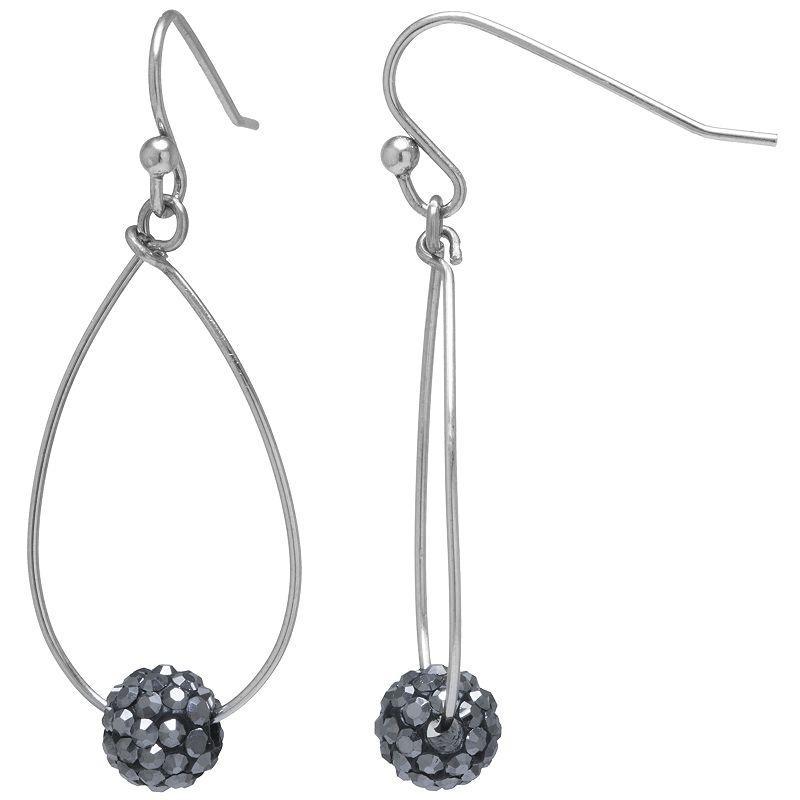 Main and Sterling Sterling Silver Crystal Ball Teardrop Earrings, Womens, Grey Product Image