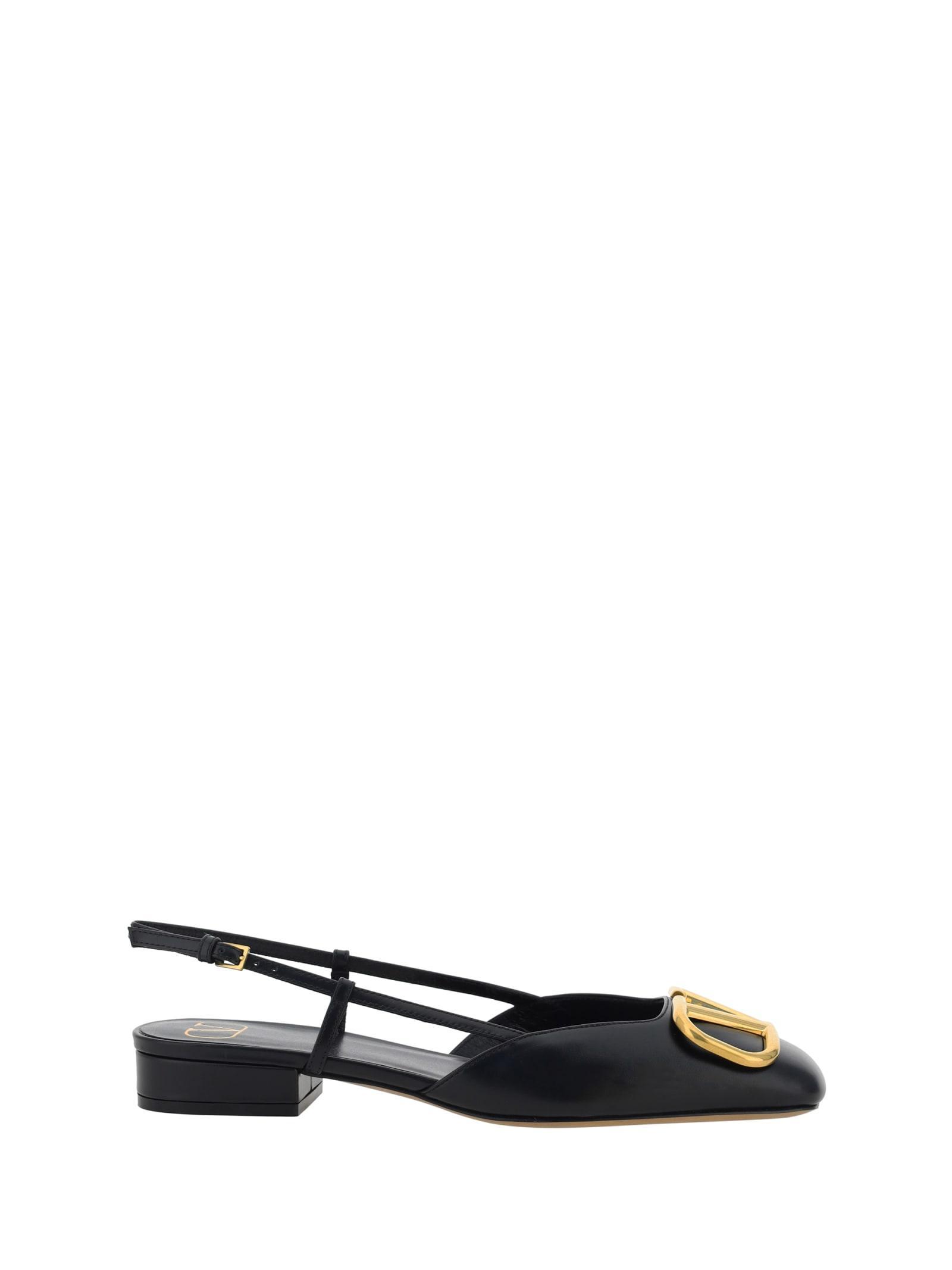 Vlogo 20 Pointed-toe Leather Slingback Courts In Black Product Image