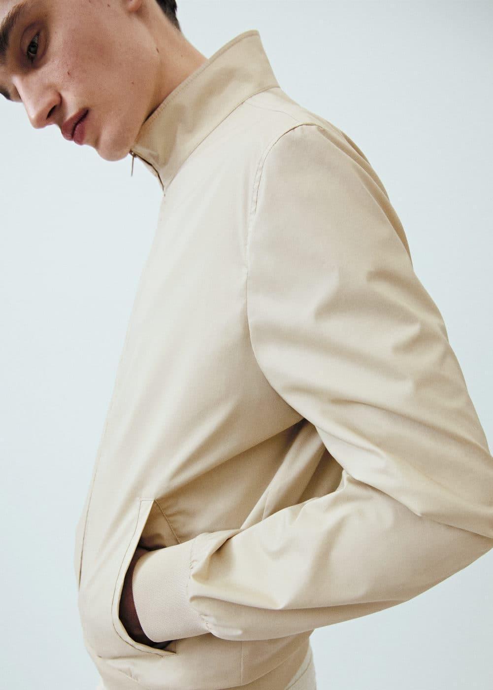 MANGO MAN - Stretch cotton jacket with zipper sandMen Product Image