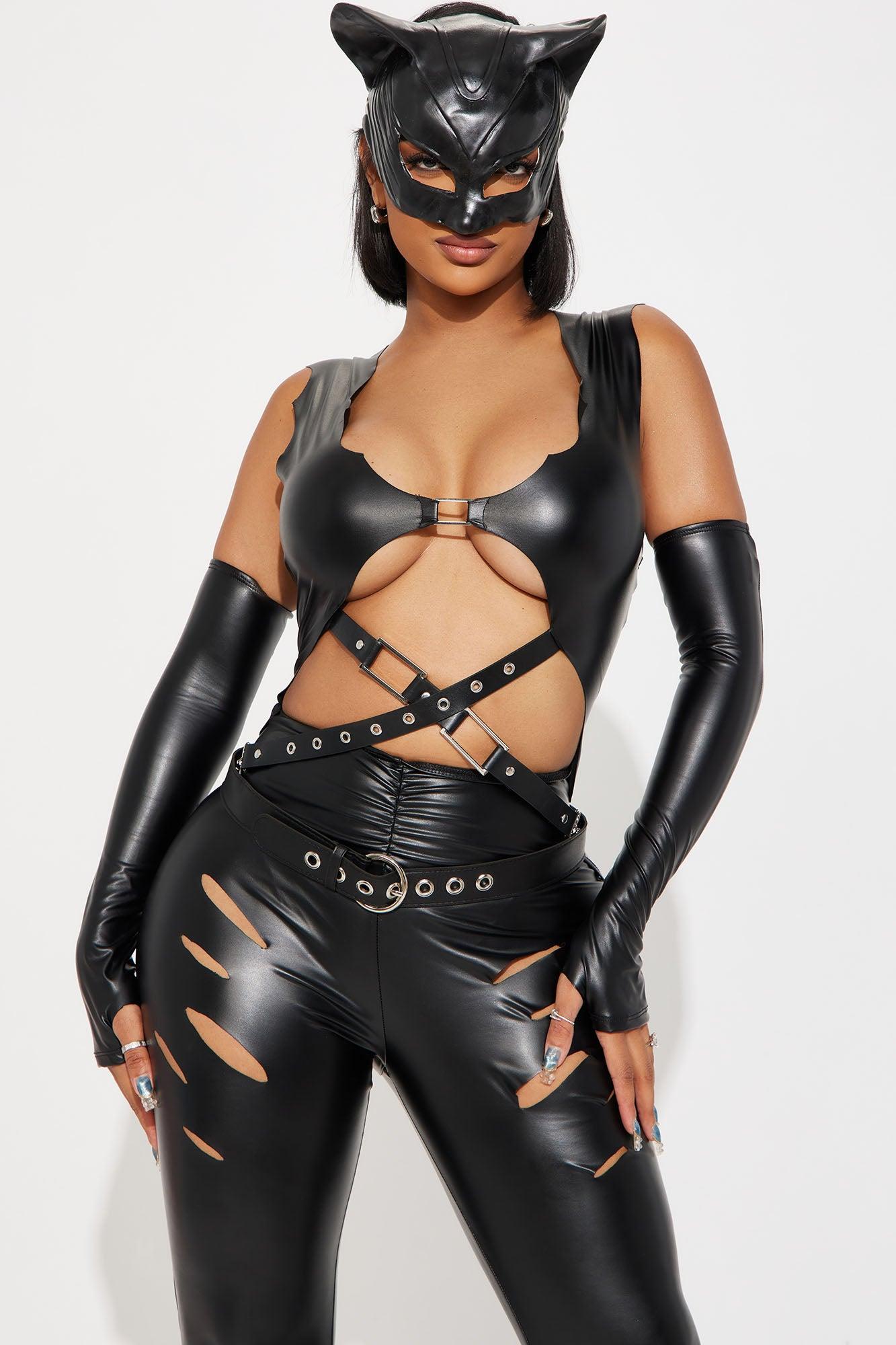 Fighting Feline Jumpsuit 4 Piece Costume Set - Black Product Image