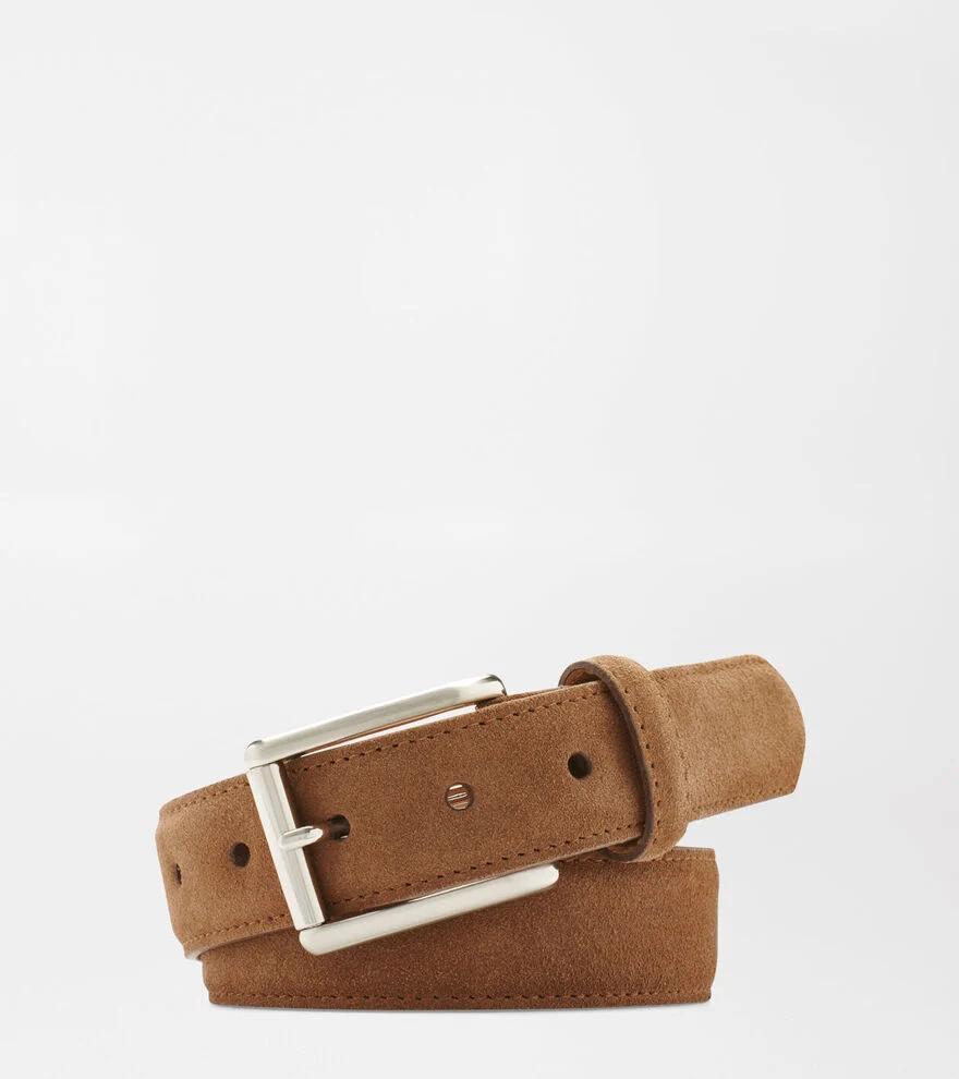 Peter Millar Mens Excursionist Suede Belt | Color: Chestnut | Size: 38 Product Image