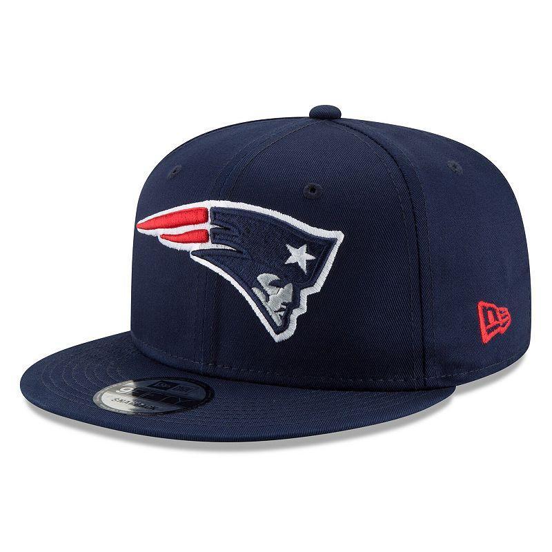 Mens New Era Navy New England Patriots Basic 9FIFTY Adjustable Snapback Hat, PAT Blue Product Image