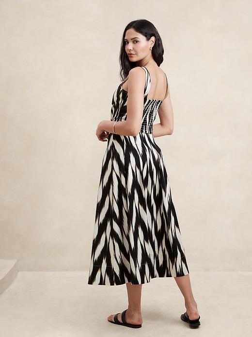 Linen-Blend Pleated Midi Skirt Product Image