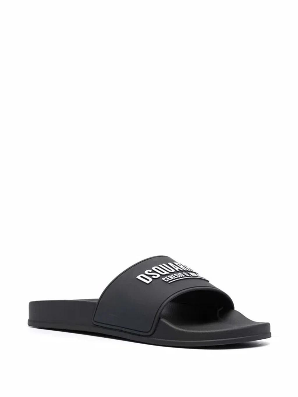 DSQUARED2 Rubber Slide Sandals In Black Product Image