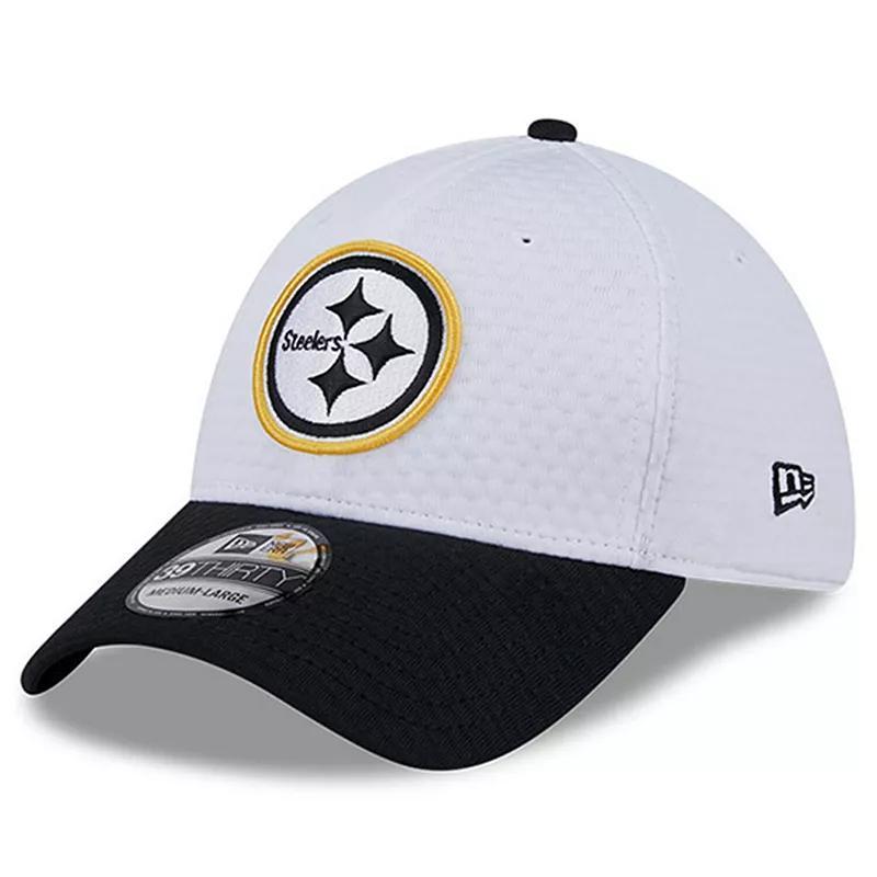 Mens New Era /Black Pittsburgh Steelers 2024 NFL Training Camp 39THIRTY Flex Hat Product Image