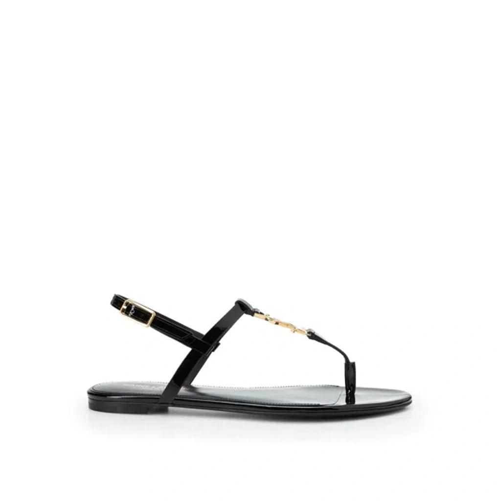 SAINT LAURENT Cassandra Patent Leather Sandals In Black Product Image