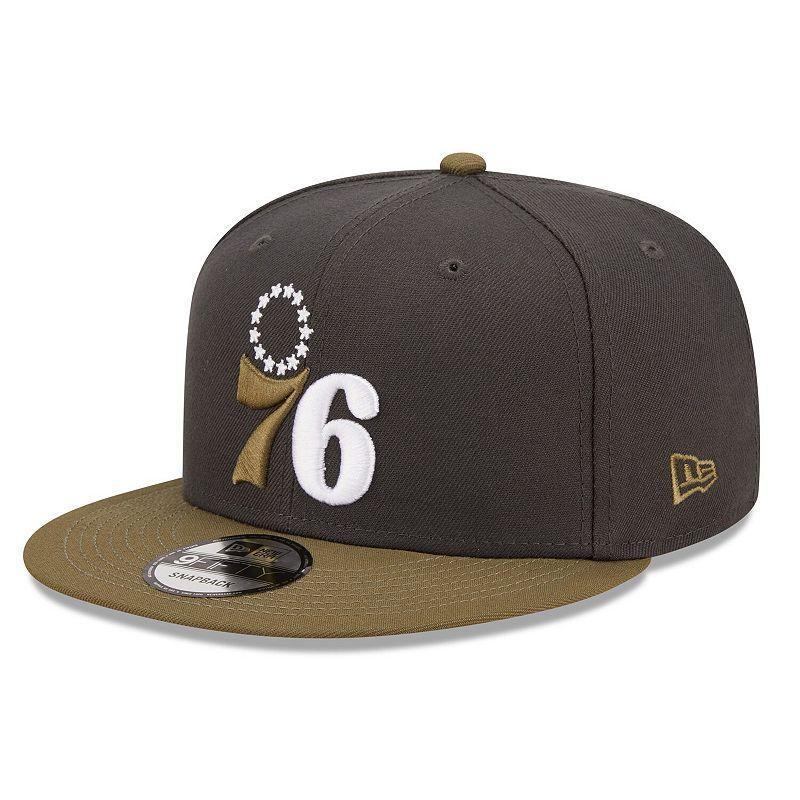 Mens New Era Charcoal/Olive Philadelphia 76ers Two-Tone Color Pack 9FIFTY Snapback Hat Product Image