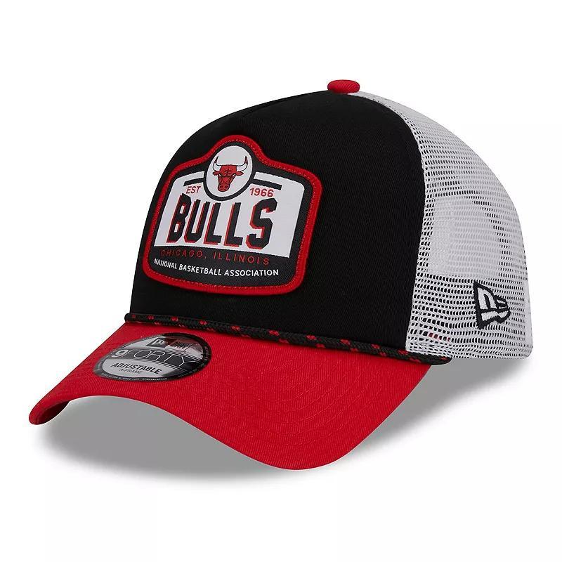 Mens New Era Black Chicago Bulls A-Frame 9FORTY Trucker Hat - Black Product Image