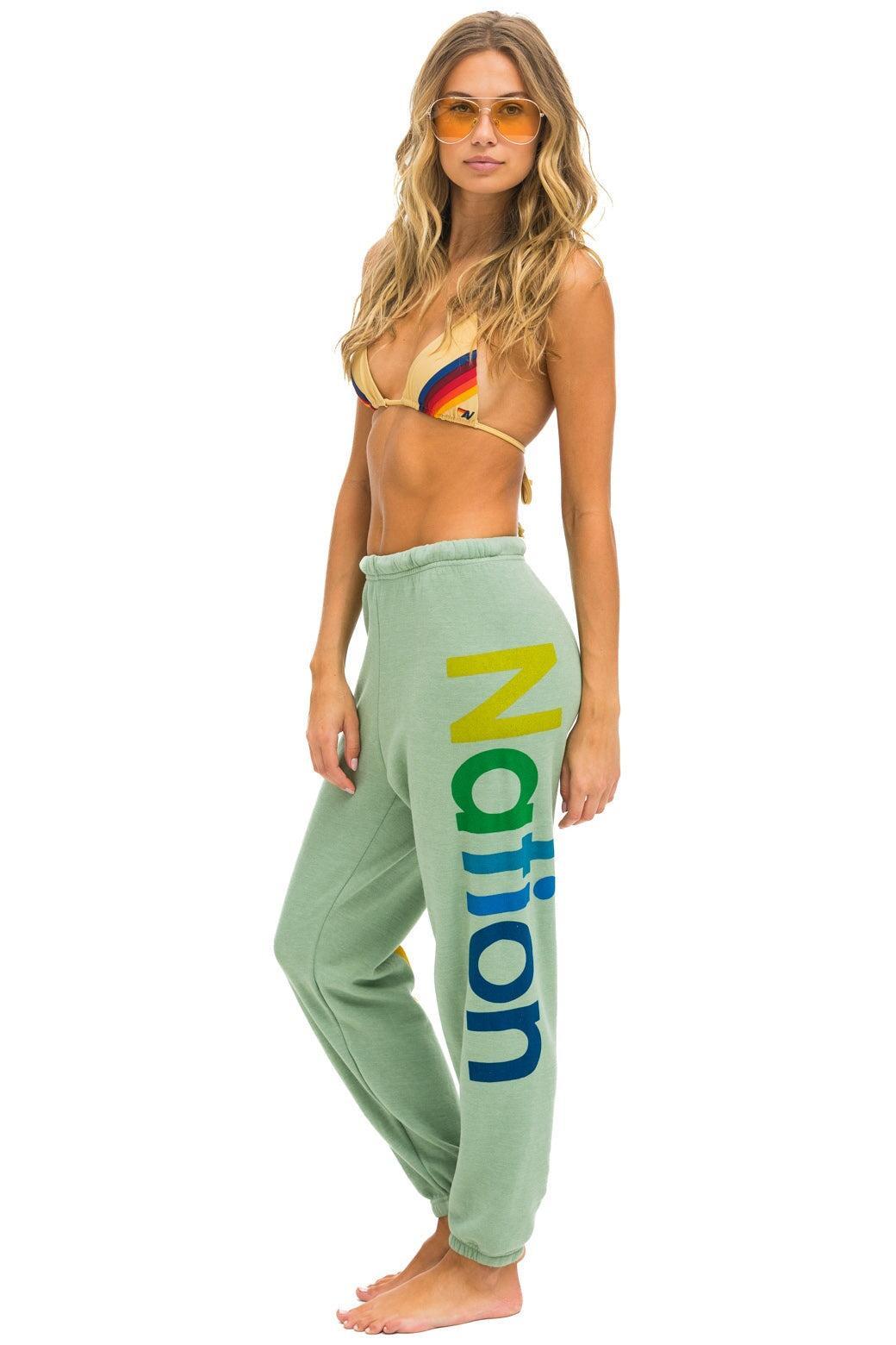 AVIATOR NATION 2 SWEATPANTS - SAGE Female Product Image