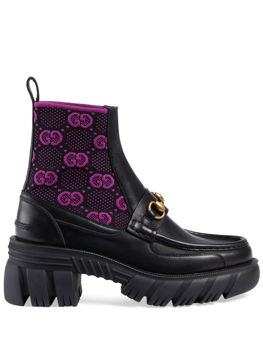 Women's Gg Jersey Boot With Horsebit In Black Product Image