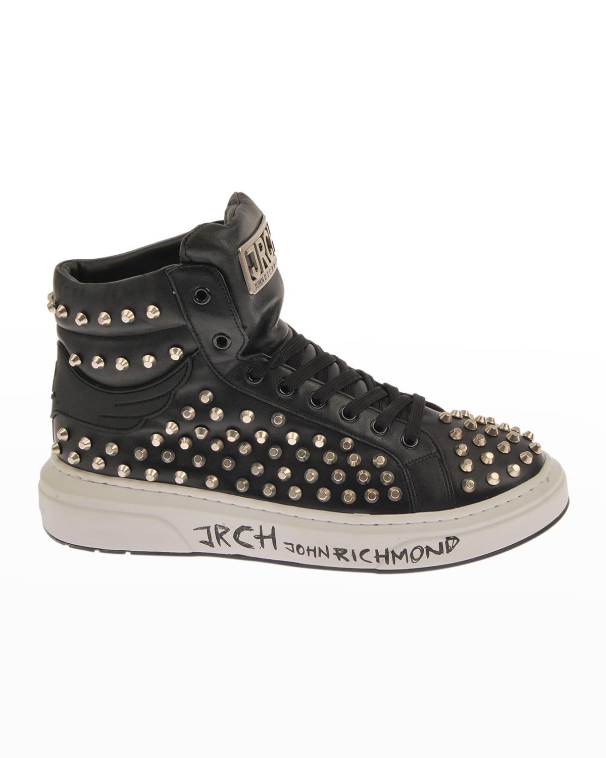 Mens Allover Studded Leather High-Top Sneakers Product Image