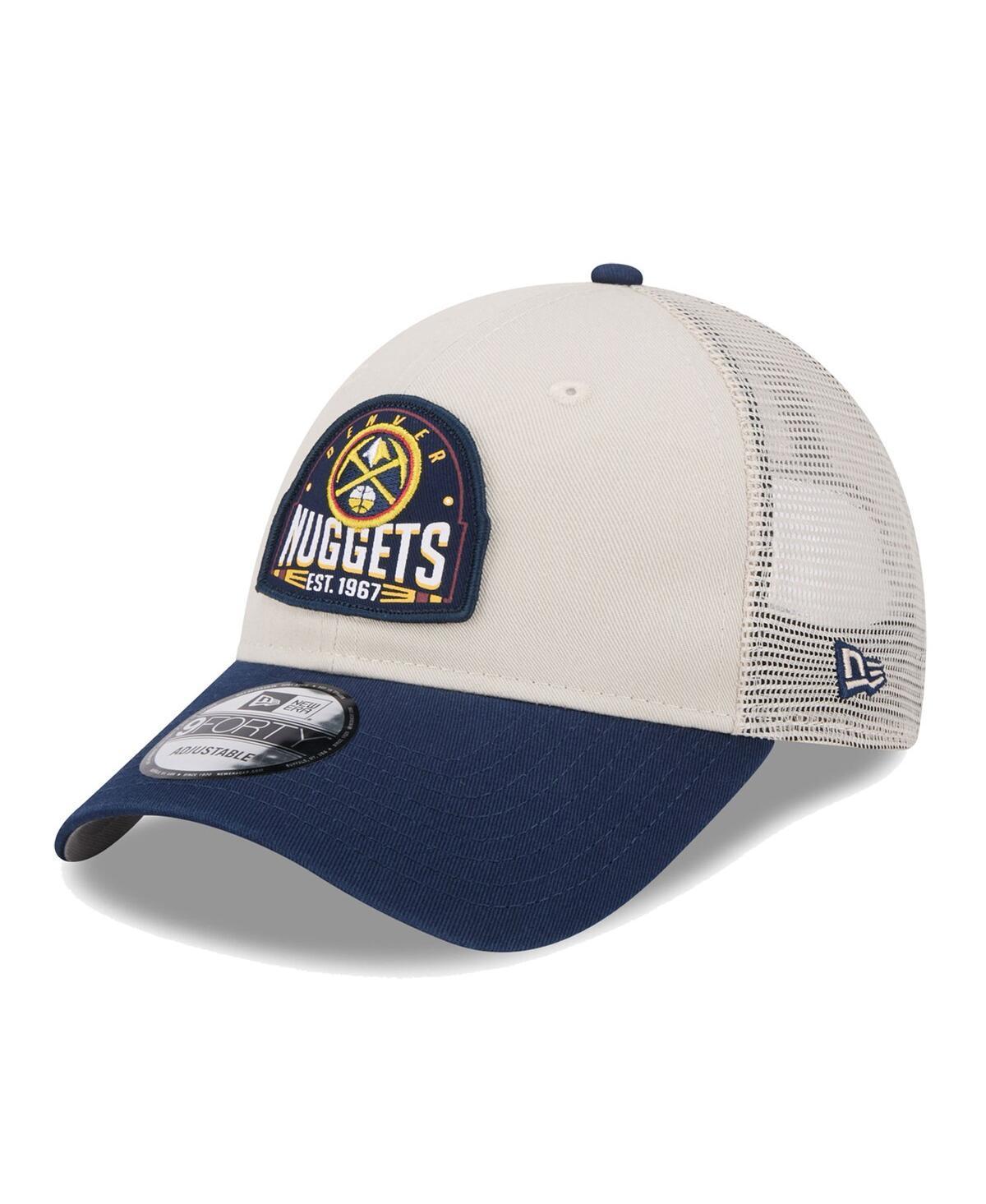 Mens New Era Khaki/Navy Denver Nuggets Throwback Patch Trucker 9FORTY Adjustable Hat Product Image