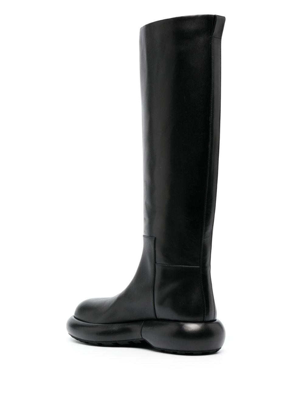 knee-high flat leather boots Product Image