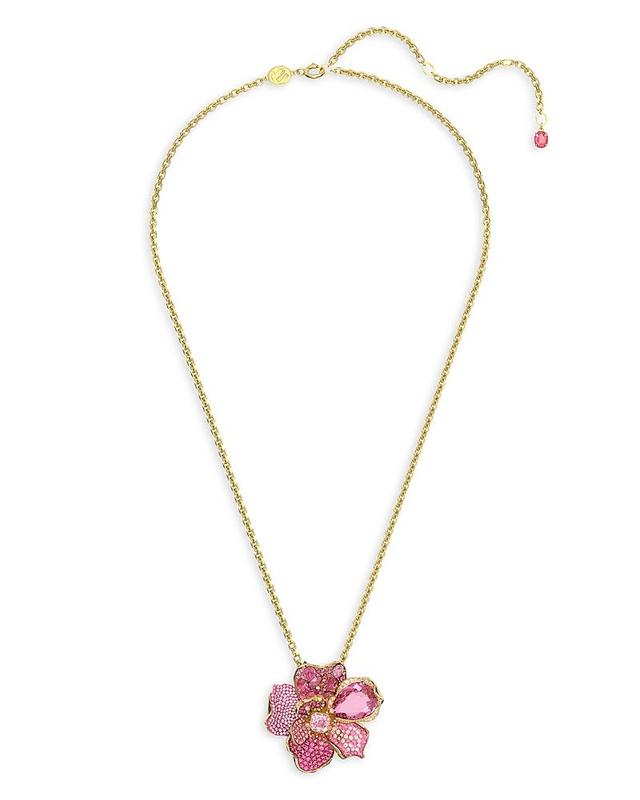 Swarovski Florere Pink Crystal Flower Convertible Pin & Pendant Necklace in Gold Tone, 21.66 Product Image