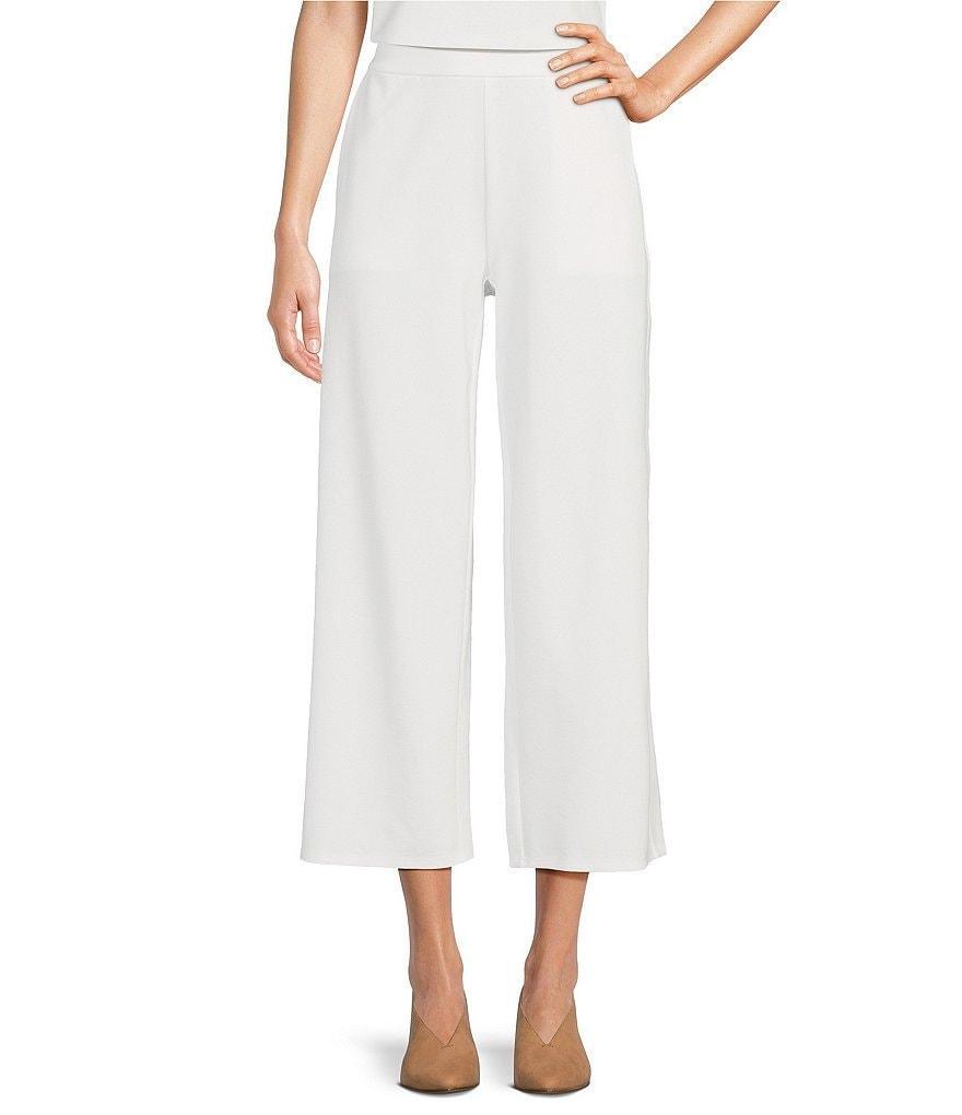 Eileen Fisher Washable Flex Ponte Knit Wide-Leg Pocketed Pull-On Cropped Pants product image