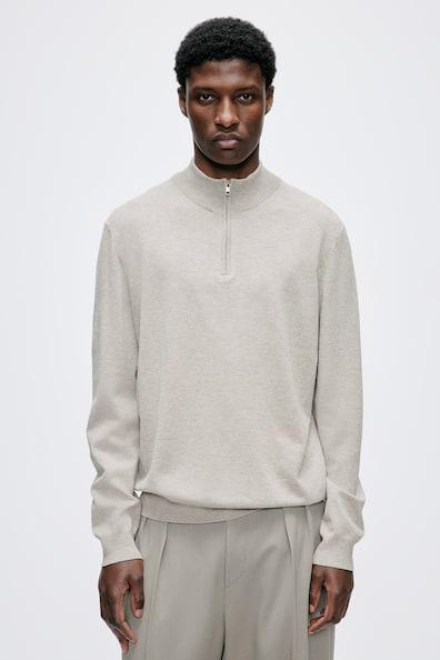 Slim Fit Half-Zip Fine-Knit Sweater Product Image