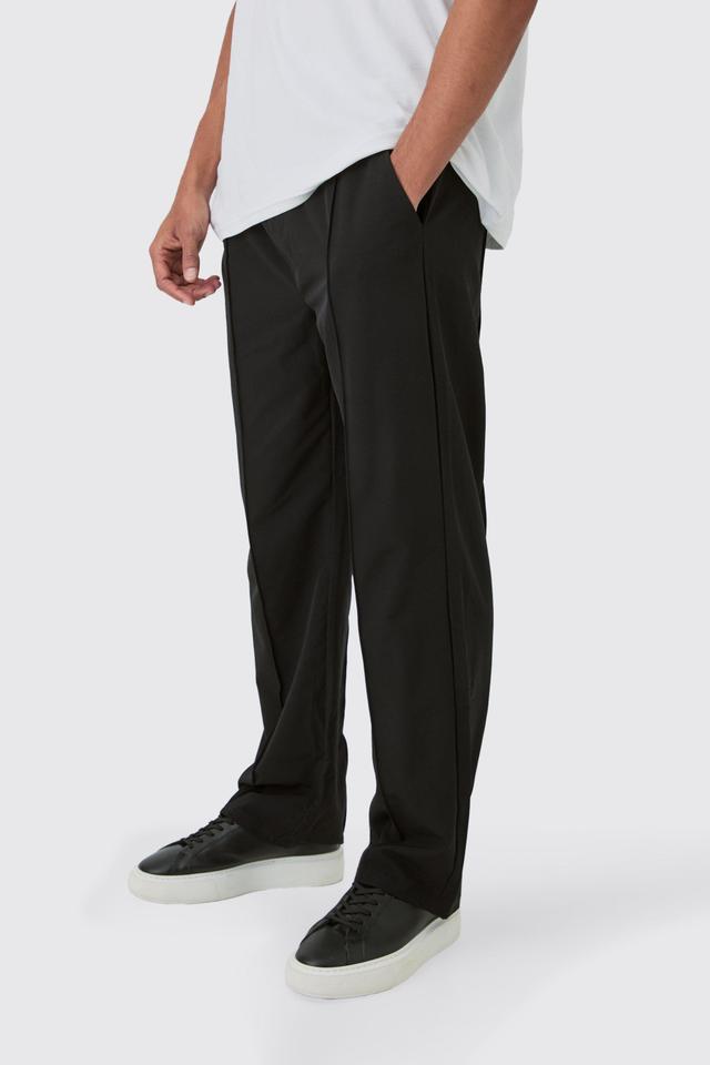 Elasticated Technical Stretch Relaxed Pintuck Pants | boohooMAN USA Product Image